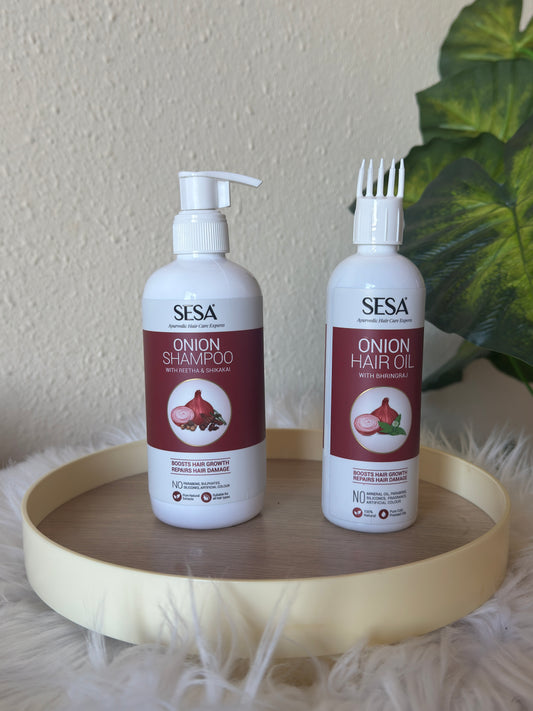 Gamme Sesa Onion et Bhringraj - Boost Hair Growth Repairs Hair Damage