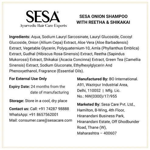 SESA Onion Damage Repair Shampoo with Reetha & Shikakai - 300ml