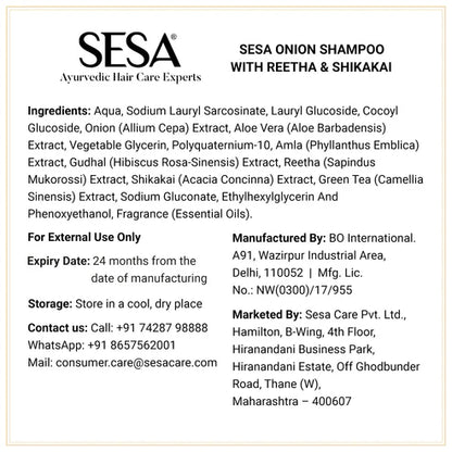SESA Onion Damage Repair Shampoo with Reetha & Shikakai - 300ml